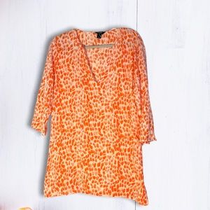 J. Crew v neck cotton top/ swim coverup bright orange size M